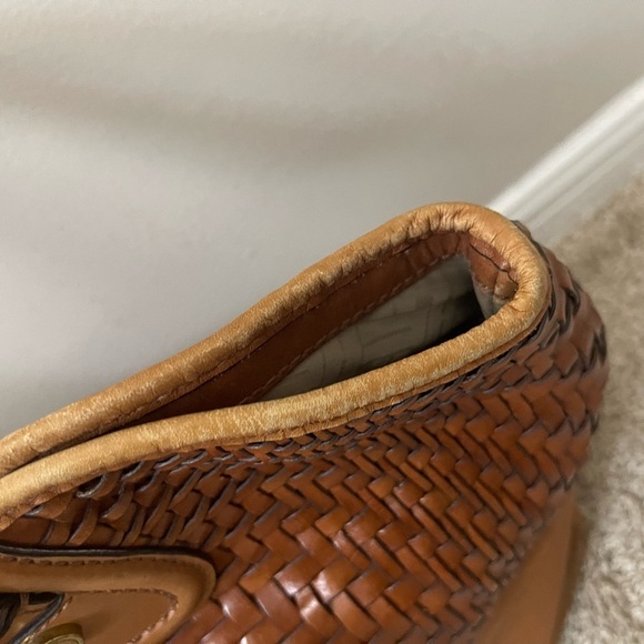 Vintage Cole Haan basket weave Tan Woven Leather Tote boho chic coastal - Picture 10 of 16